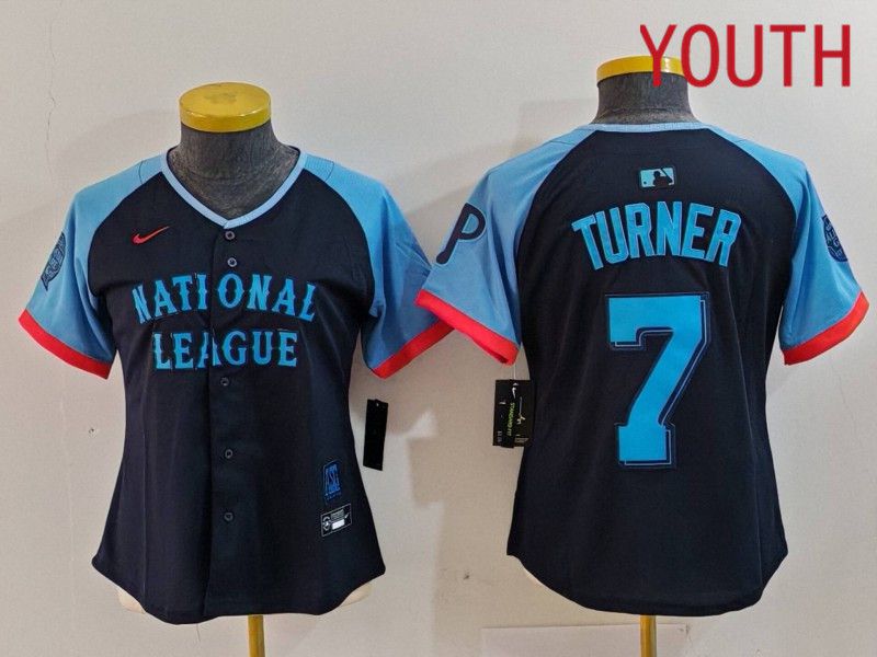 Youth Philadelphia Phillies #7 Turner Blue All star 2024 Nike MLB Jersey style 1->youth mlb jersey->Youth Jersey